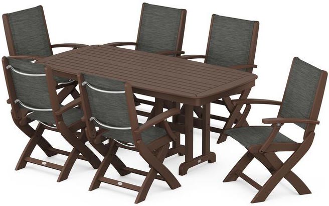 POLYWOOD® Dining Set - Coastal Folding Chair 7-Piece - PWS154-1