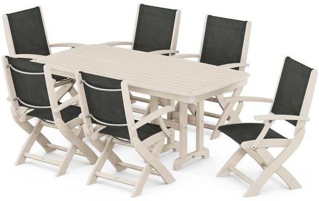 POLYWOOD® Dining Set - Coastal Folding Chair 7-Piece - PWS154-1