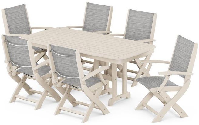 POLYWOOD® Dining Set - Coastal Folding Chair 7-Piece - PWS154-1