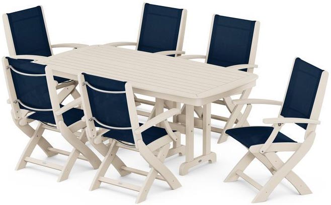 POLYWOOD® Dining Set - Coastal Folding Chair 7-Piece - PWS154-1