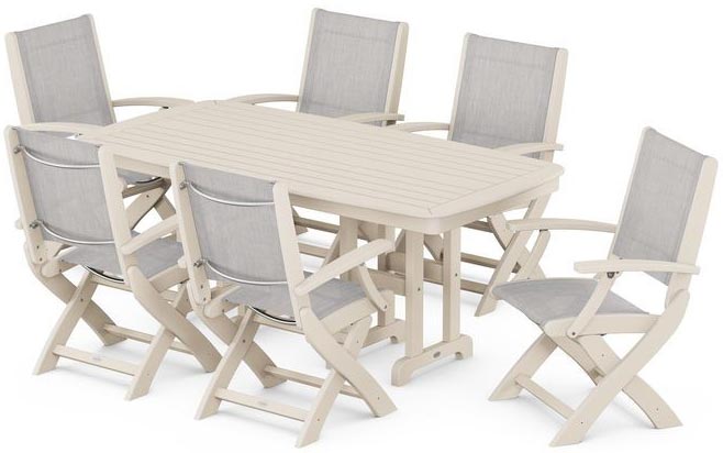 POLYWOOD® Dining Set - Coastal Folding Chair 7-Piece - PWS154-1