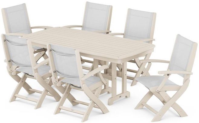 Folding Chair Dining Set by Polywood - Sand