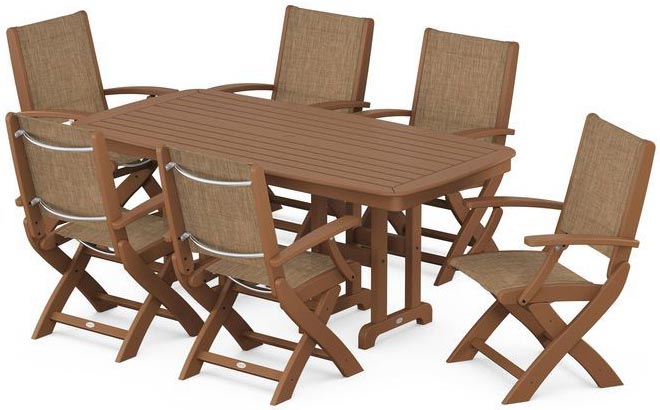 POLYWOOD® Dining Set - Coastal Folding Chair 7-Piece - PWS154-1