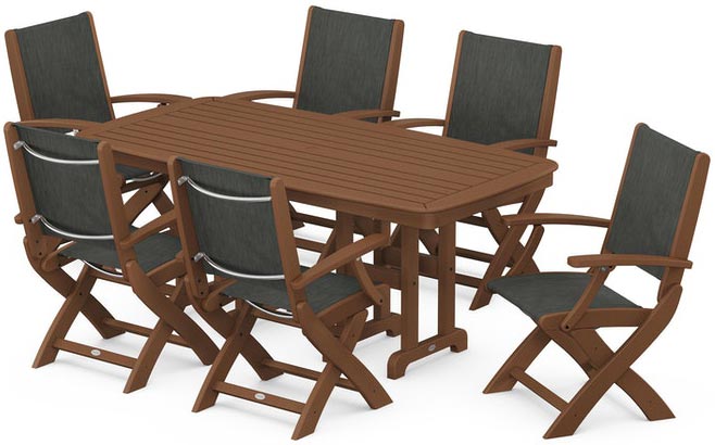 POLYWOOD® Dining Set - Coastal Folding Chair 7-Piece - PWS154-1