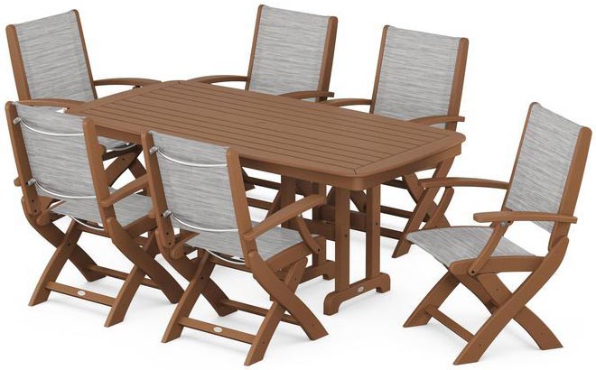 POLYWOOD® Dining Set - Coastal Folding Chair 7-Piece - PWS154-1