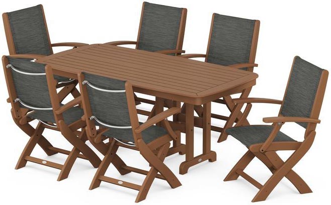 POLYWOOD® Dining Set - Coastal Folding Chair 7-Piece - PWS154-1