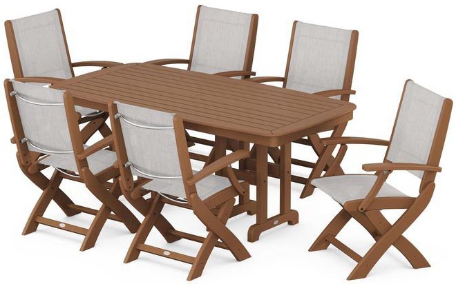 POLYWOOD® Dining Set - Coastal Folding Chair 7-Piece - PWS154-1