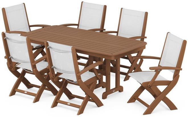 Folding Chair Dining Set by Polywood - Teak