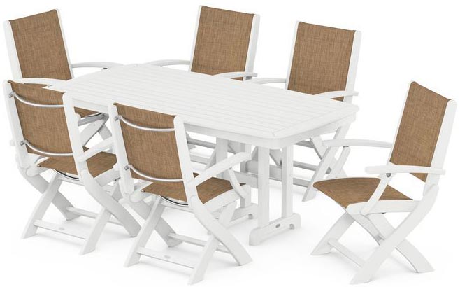 POLYWOOD® Dining Set - Coastal Folding Chair 7-Piece - PWS154-1