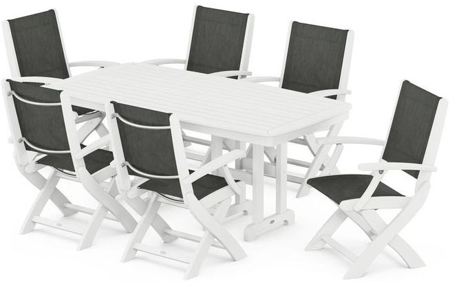 POLYWOOD® Dining Set - Coastal Folding Chair 7-Piece - PWS154-1