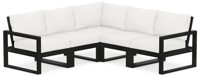 POLYWOOD® Deep Seating Set - Edge 5-Piece Modular - Black Natural Linen