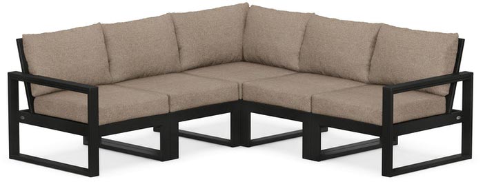 POLYWOOD® Deep Seating Set - Edge 5-Piece Modular - Black Burlap