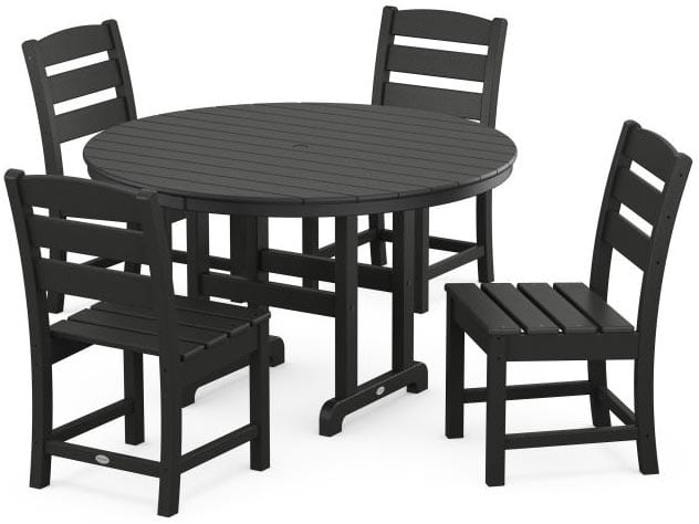 POLYWOOD® Dining Set - Lakeside 5-Piece Round Farmhouse Side Chair - PWS517-1 Dining Set POLYWOOD®