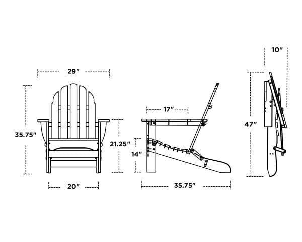 POLYWOOD® Classic Folding Adirondack Chair - AD5030 Adirondack Chair POLYWOOD®