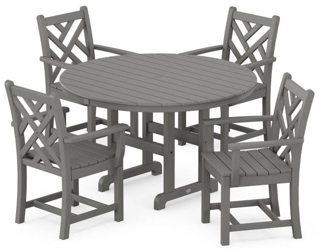 POLYWOOD® Dining Set - Chippendale 5-Piece Round Farmhouse - PWS122-1 Dining Set POLYWOOD®