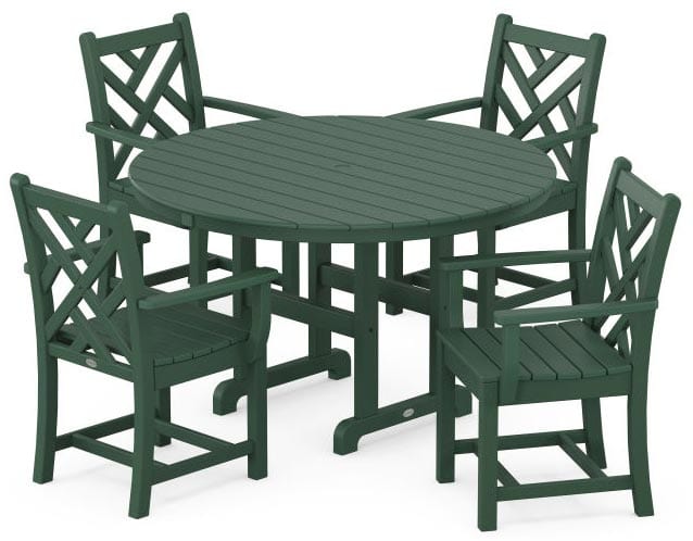 POLYWOOD® Dining Set - Chippendale 5-Piece Round Farmhouse - PWS122-1 Dining Set POLYWOOD®
