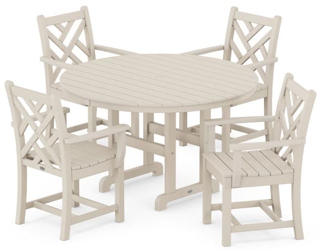 POLYWOOD® Dining Set - Chippendale 5-Piece Round Farmhouse - PWS122-1 Dining Set POLYWOOD®