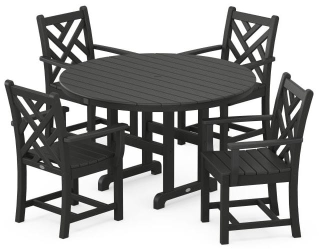 POLYWOOD® Dining Set - Chippendale 5-Piece Round Farmhouse - PWS122-1 Dining Set POLYWOOD®
