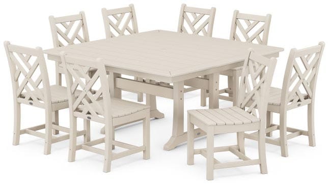 POLYWOOD® Dining Set - Chippendale 9-Piece Nautical Trestle - PWS735-1 Dining Set POLYWOOD®
