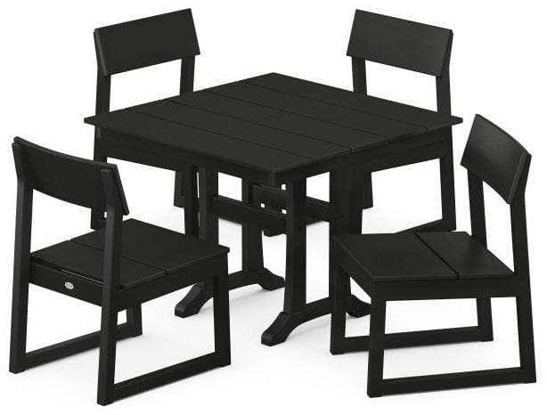 POLYWOOD® Dining Set - EDGE 5-Piece Farmhouse Trestle Side Chair- PWS737-1 Dining Set POLYWOOD®