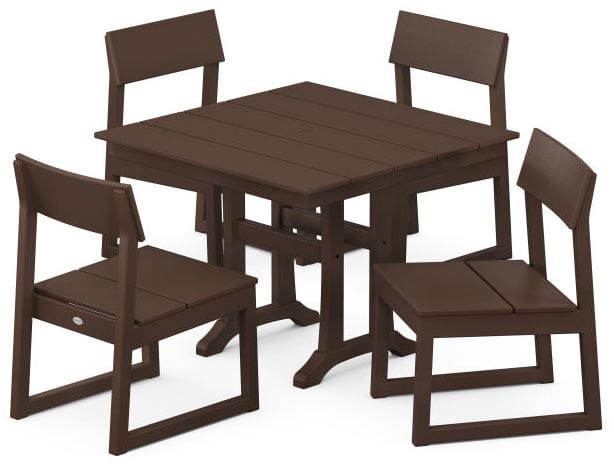 POLYWOOD® Dining Set - EDGE 5-Piece Farmhouse Trestle Side Chair- PWS737-1 Dining Set POLYWOOD®