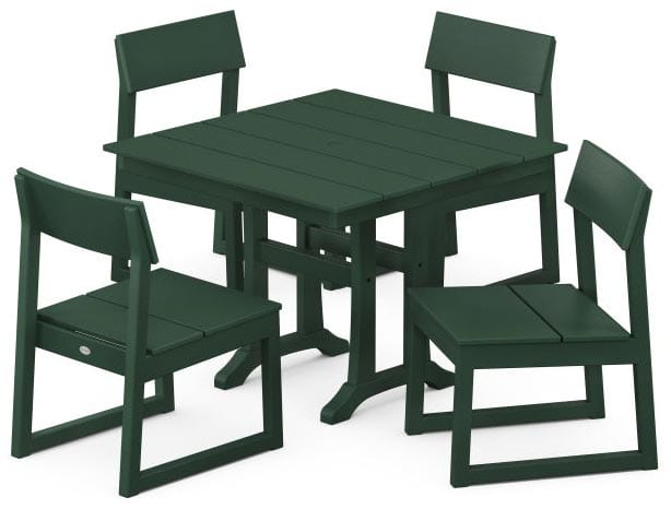 POLYWOOD® Dining Set - EDGE 5-Piece Farmhouse Trestle Side Chair- PWS737-1 Dining Set POLYWOOD®