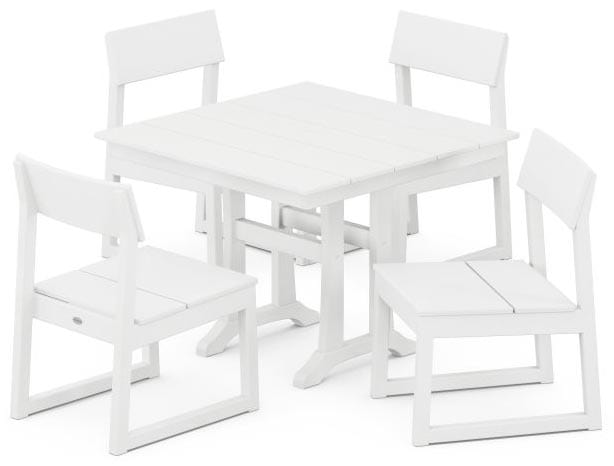 POLYWOOD® Dining Set - EDGE 5-Piece Farmhouse Trestle Side Chair- PWS737-1 Dining Set POLYWOOD®