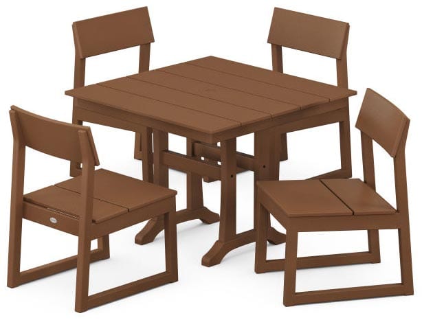 POLYWOOD® Dining Set - EDGE 5-Piece Farmhouse Trestle Side Chair- PWS737-1 Dining Set POLYWOOD®