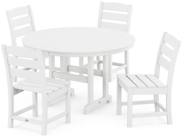 POLYWOOD® Dining Set - Lakeside 5-Piece Round Farmhouse Side Chair - PWS517-1 Dining Set POLYWOOD®