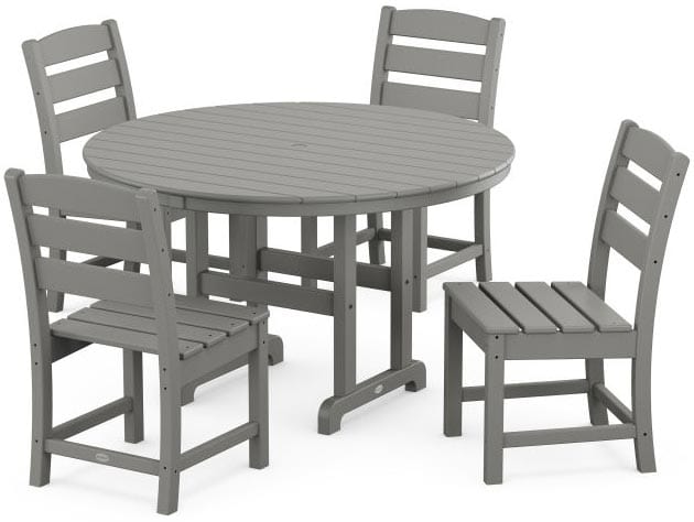 POLYWOOD® Dining Set - Lakeside 5-Piece Round Farmhouse Side Chair - PWS517-1 Dining Set POLYWOOD®