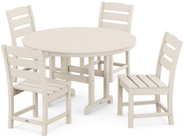 POLYWOOD® Dining Set - Lakeside 5-Piece Round Farmhouse Side Chair - PWS517-1 Dining Set POLYWOOD®