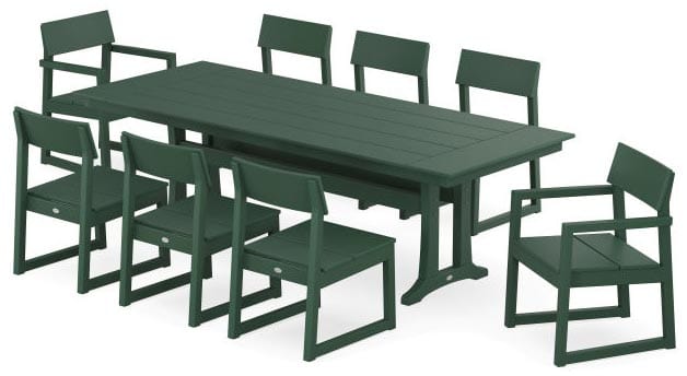 POLYWOOD® EDGE 9-Piece Farmhouse Dining Set with Trestle Legs - PWS1437-1 Dining Set POLYWOOD®
