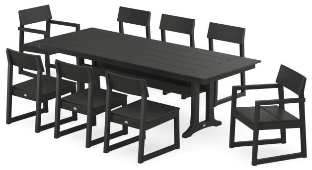 POLYWOOD® EDGE 9-Piece Farmhouse Dining Set with Trestle Legs - PWS1437-1 Dining Set POLYWOOD®