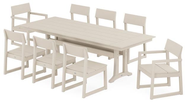 POLYWOOD® EDGE 9-Piece Farmhouse Dining Set with Trestle Legs - PWS1437-1 Dining Set POLYWOOD®
