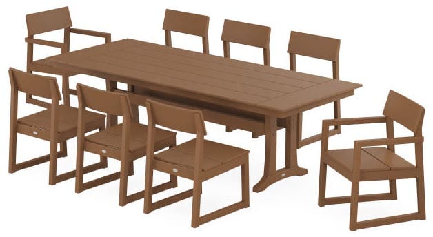 POLYWOOD® EDGE 9-Piece Farmhouse Dining Set with Trestle Legs - PWS1437-1 Dining Set POLYWOOD®
