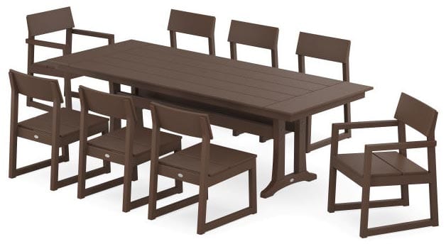 POLYWOOD® EDGE 9-Piece Farmhouse Dining Set with Trestle Legs - PWS1437-1 Dining Set POLYWOOD®