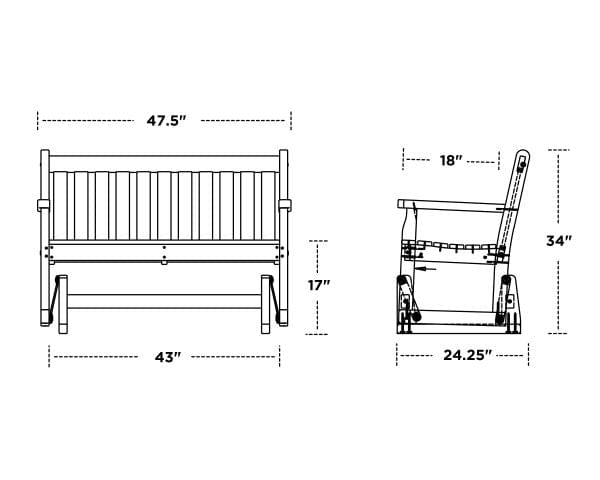 POLYWOOD® Glider - Traditional Garden 48" - TGG48 Benches POLYWOOD®