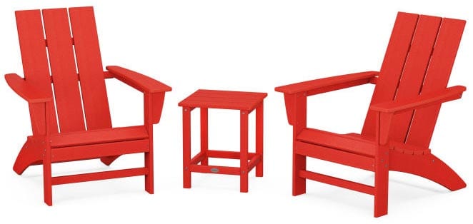POLYWOOD® Modern 3-Piece Adirondack Set with Long Island 18" Side Table - PWS699-1 Adirondack Chair POLYWOOD®
