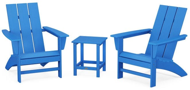 POLYWOOD® Modern 3-Piece Adirondack Set with Long Island 18" Side Table - PWS699-1 Adirondack Chair POLYWOOD®