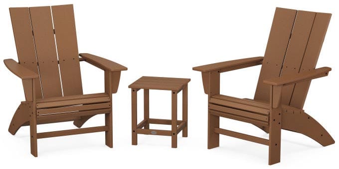 POLYWOOD® Modern 3-Piece Curveback Adirondack Set with Long Island 18" Side Table - PWS702-1 Adirondack Chair POLYWOOD®
