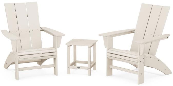 POLYWOOD® - Modern 3-Piece Curveback Adirondack Set with Long Island 18" Side Table - PWS702-1 Adirondack Chair POLYWOOD®
