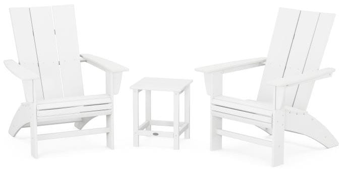 POLYWOOD® Modern 3-Piece Curveback Adirondack Set with Long Island 18" Side Table - PWS702-1 Adirondack Chair POLYWOOD®