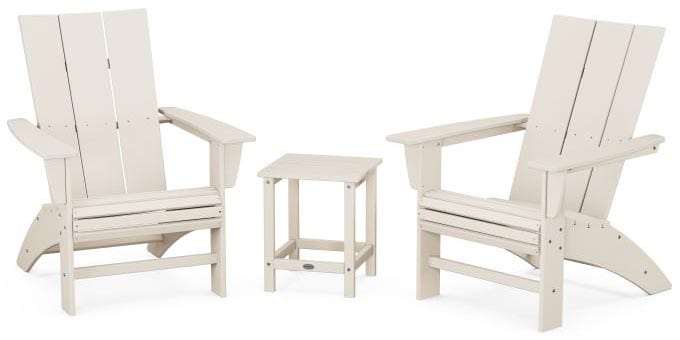 POLYWOOD® Modern 3-Piece Curveback Adirondack Set with Long Island 18" Side Table - PWS702-1 Adirondack Chair POLYWOOD®