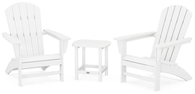 POLYWOOD® Nautical 3-Piece Adirondack Set with South Beach 18" Side Table - PWS698-1 Adirondack Chair POLYWOOD®
