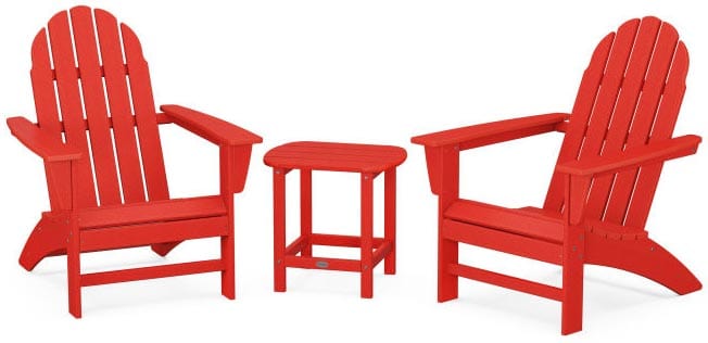 POLYWOOD® Vineyard 3-Piece Adirondack Set with South Beach 18" Side Table - PWS696-1 Adirondack Chair POLYWOOD®