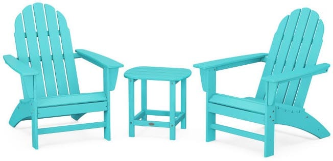 POLYWOOD® Vineyard 3-Piece Adirondack Set with South Beach 18" Side Table - PWS696-1 Adirondack Chair POLYWOOD®