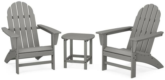 POLYWOOD® Vineyard 3-Piece Adirondack Set with South Beach 18" Side Table - PWS696-1 Adirondack Chair POLYWOOD®