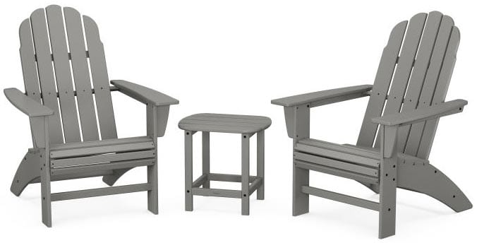 POLYWOOD® Vineyard 3-Piece Curveback Adirondack Set with South Beach 18" Side Table - PWS701-1 Adirondack Chair POLYWOOD®