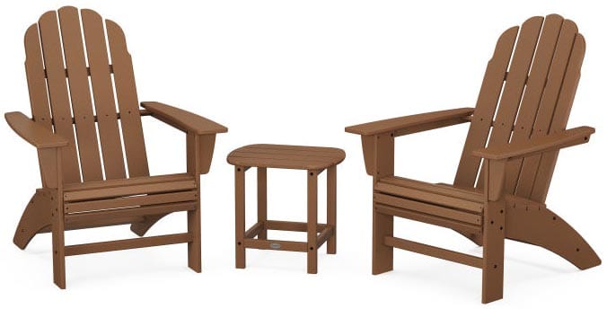 POLYWOOD® Vineyard 3-Piece Curveback Adirondack Set with South Beach 18" Side Table - PWS701-1 Adirondack Chair POLYWOOD®