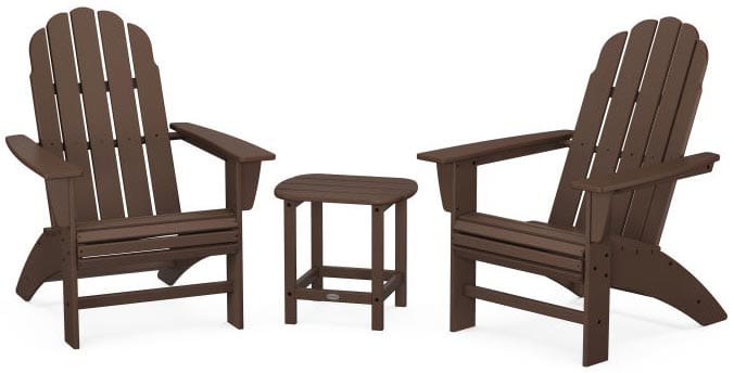 POLYWOOD® Vineyard 3-Piece Curveback Adirondack Set with South Beach 18" Side Table - PWS701-1 Adirondack Chair POLYWOOD®
